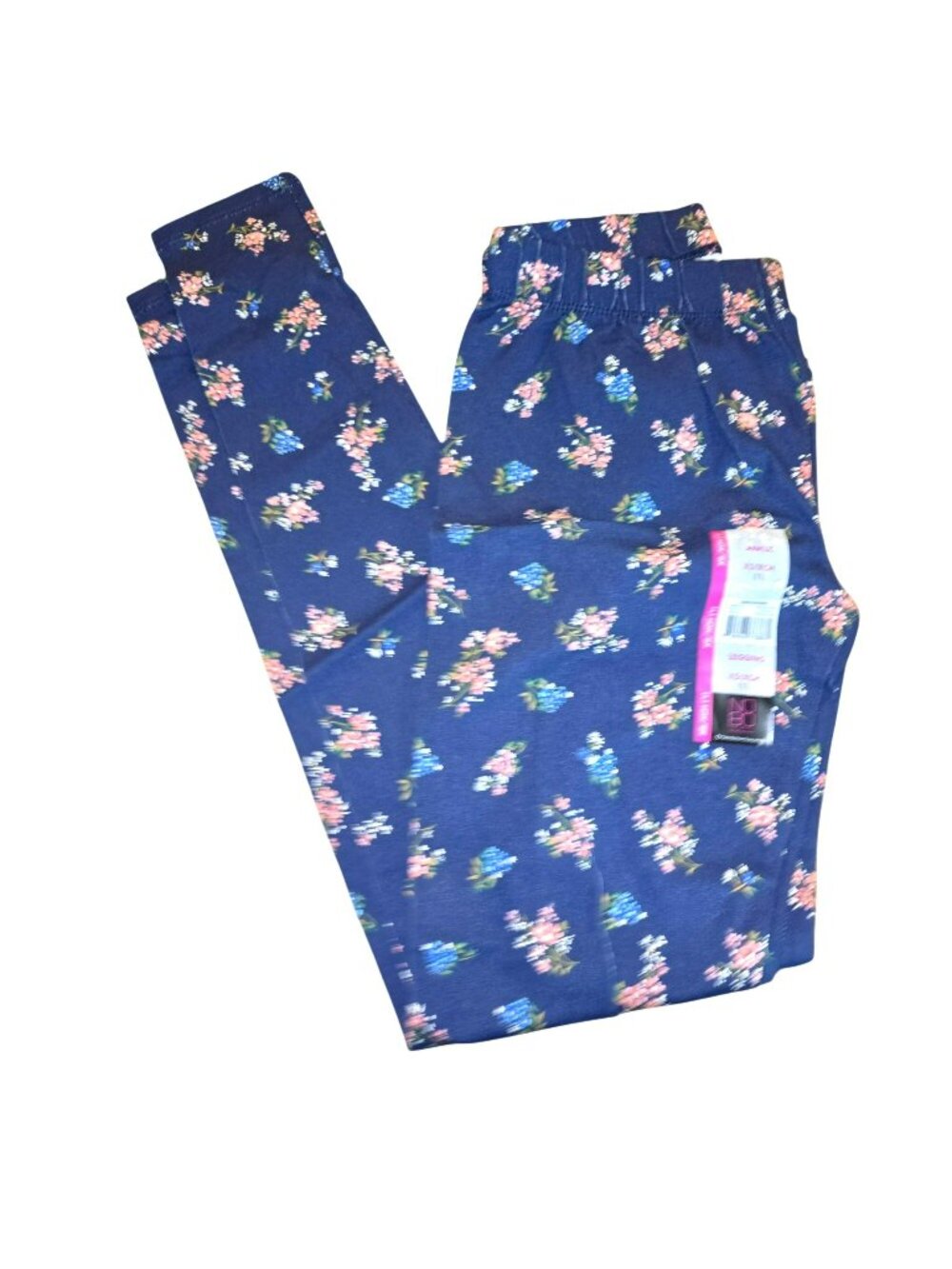 Blue Floral Print Ankle Leggings Junior Size 1 XS Pretty Any Time LH7114
